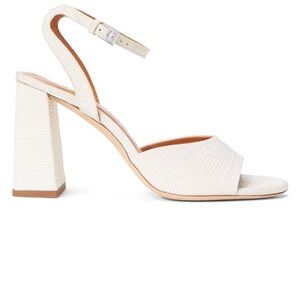 BNWT Staud White Textured Solange 100MM Block-Heel Sandals 40.5/9.5 Bridal